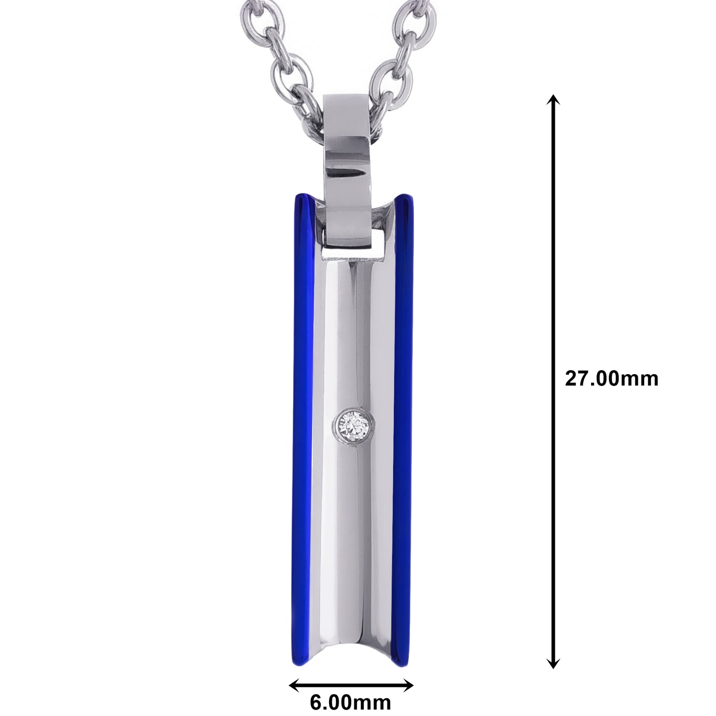 ネックレスメンズブルーサージカルステンレス棒金属 アレルギー 316lプレートペンダントトップスティックジルコニア、サイズイメージ