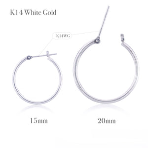 14金K14レディースフープピアスホワイトゴールドイヤリング両耳用日本製、サイズオプションイメージ