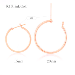 18金K18レディースフープピアスピンクゴールドイヤリング両耳用日本製、サイズオプションイメージ