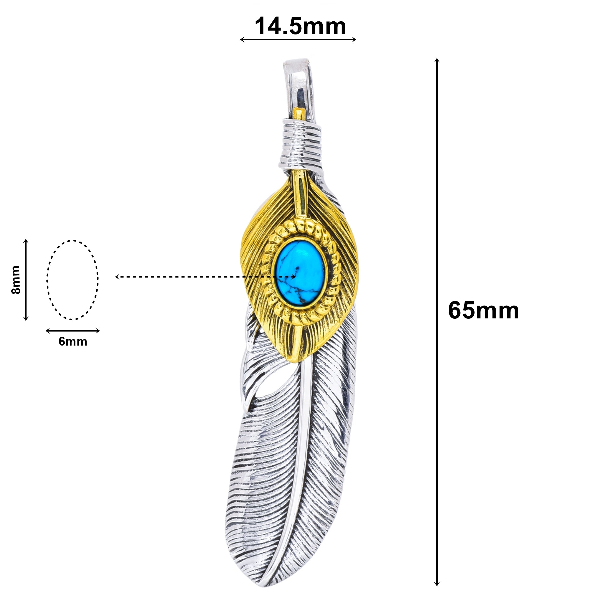 メンズ ネックレス 羽 シルバー925 インディアンジュエリー ハート ゴールド フェザー ターコイズ ペンダント トップ (トップのみ) –  Truelements1