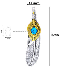 メンズ ネックレス 羽 シルバー925 インディアンジュエリー ハート ゴールド フェザー ターコイズ ペンダント トップ (チェーン付き) –  Truelements1