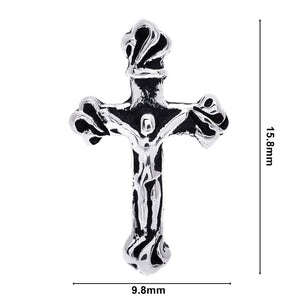 メンズピアス 十字架シルバー925 イエスキリストクロス アラベスクスタッド 片耳用、サイズイメージ